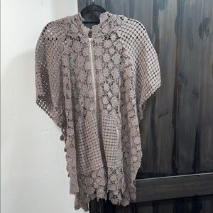 Elie Tahari Charcoal Lace Top With Hood